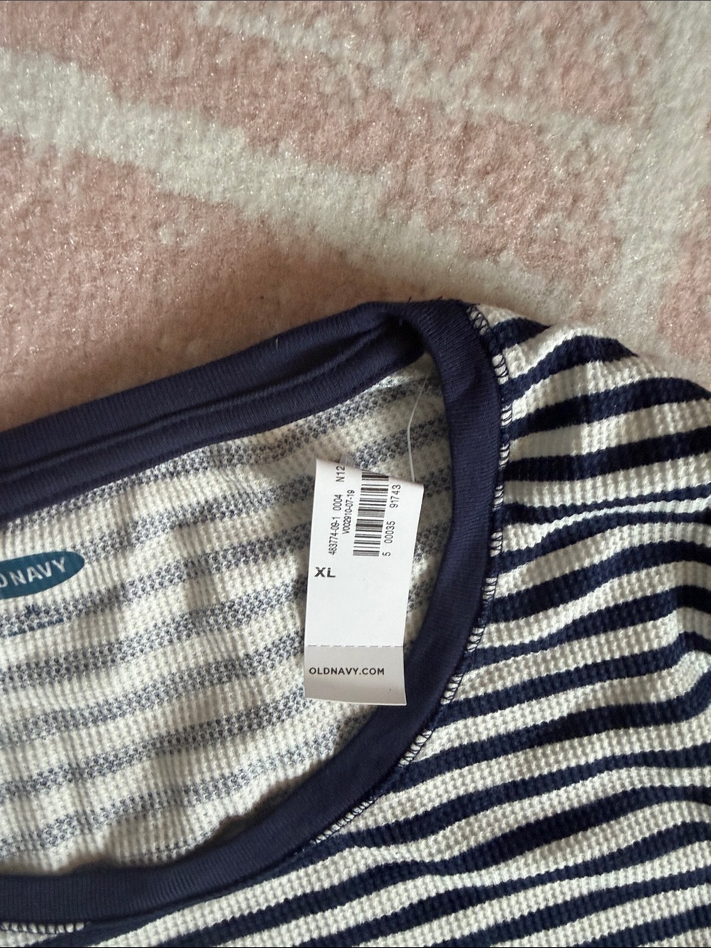 Old Navy Navy and White Striped Crewneck Shirt - Picture 2 of 5
